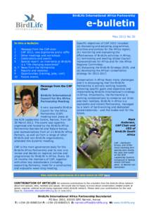 BirdLife International Africa Partnership  e-bulletin May 2012 No.30 In this e-bulletin: 1