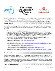 How to Start and Organize A VEX Robotics