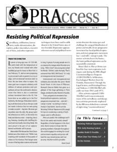 PRAccess A Published by Political Research Associates SPRING/SUMMER 2003 • Volume No. 2 • Issue No. 1 Resisting Political Repression S
