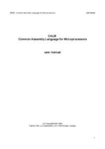 CALM - Common Assembly Language for Microprocessors  user manual CALM Common Assembly Language for Microprocessors