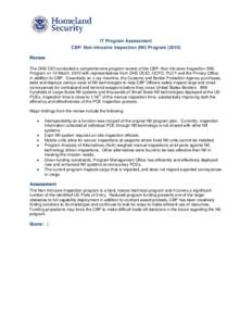 IT Program Assessment CBP- Non-Intrusive Inspection (NII) Program (2010)