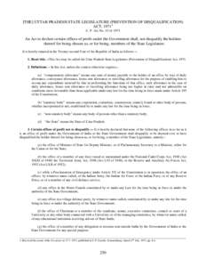 Office of profit / Uttar Pradesh / Purvanchal / Uttar Pradesh Legislature / Uttar Pradesh Legislative Assembly / Mulayam Singh Yadav / States and territories of India / India / Constitutional law