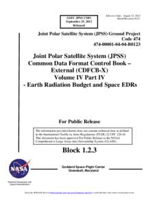 Common Data Format Control Book - External Volume IV - Part 4 - Earth Radiation Budget and Space EDRs