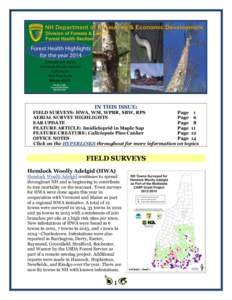 IN THIS ISSUE:  FIELD SURVEYS: HWA, WM, WPBR, SBW, RPS Page 1 AERIAL SURVEY HIGHLIGHTS Page 6