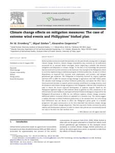 Climate change effects on mitigation measures: The case of extreme wind events and Philippinesâ€™ biofuel plan