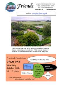Friends  of FOREST FARM COUNTRY PARK September 2013 Newsletter and GLAMORGANSHIRE CANAL LOCAL NATURE RESERVE