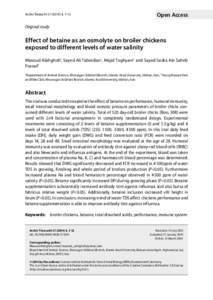 Effect of betaine as an osmolyte on broiler chickens exposed to different levels of water salinity