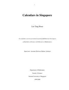 1  Calendars in Singapore