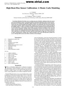 JOURNAL OF THERMOPHYSICS AND HEAT TRANSFER Vol. 18, No. 3, July–September 2004 www.virial.com  High Heat-Flux Sensor Calibration: A Monte Carlo Modeling