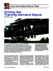 From the Aviation Branch Chief z Driving the Training Demand Signal