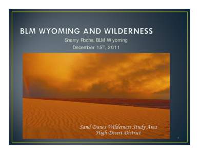 Sherry Roche, BLM Wyoming December 15th, 2011 1  1964: Wilderness Act approved by Congress;