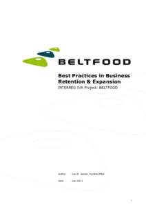 Best Practices in Business Retention & Expansion INTERREG IVA Project: BELTFOOD Author