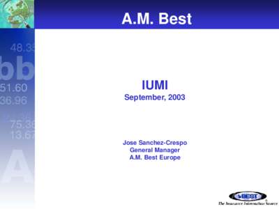 A.M. Best  IUMI September, 2003  Jose Sanchez-Crespo