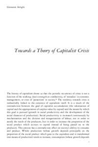 Towards a Theory of Capitalist Crisis