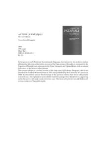 A STUDY OF PATAÑJALI Second Edition Surendranath Dasgupta[removed]pages