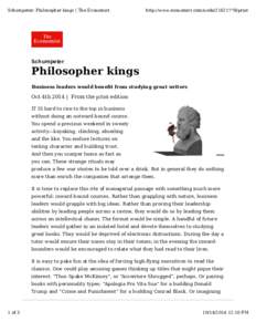 Schumpeter: Philosopher kings | The Economist  http://www.economist.com/nodeprint Schumpeter