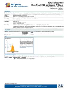 Human ErbB3/Her3 Alexa Fluor® 700-conjugated Antibody    Monoclonal Mouse IgG1 Clone # 66223