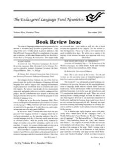 The Endangered Language Fund Newsletter Volume Five, Number Three December[removed]Book Review Issue