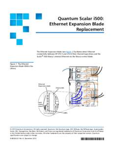 Quantum Scalar i500: Ethernet Expansion Blade Replacement The Ethernet Expansion blade (see Figure 1) facilitates direct Ethernet connectivity between HP LTO-5 and LTO-6 Fibre Channel tape drives and the