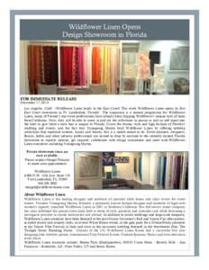Wildflower Linen Opens Design Showroom in Florida FOR IMMEDIATE RELEASE December 17, 2014