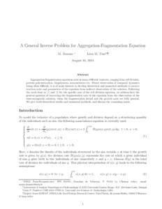 A General Inverse Problem for Aggregation-Fragmentation Equation M. Doumic ∗  L´eon M. Tine†‡†§‡
