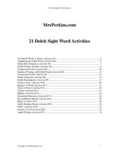 21 Dolch Sight Word Activities  MrsPerkins.com 21 Dolch Sight Word Activities