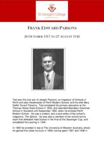 David Julius Irwin MacLeod  Page |1 FRANK EDWARD PARSONS 26 OCTOBER 1917 TO 27 AUGUST 1942