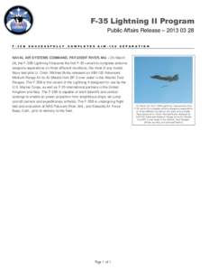 F-35 Lightning II Program Public Affairs Release – [removed]F[removed]B S U C C E S S F U L L Y