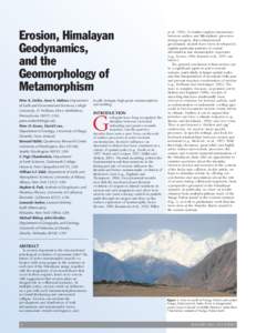 Erosion, Himalayan Geodynamics, and the Geomorphology of Metamorphism Peter K. Zeitler, Anne S. Meltzer, Department