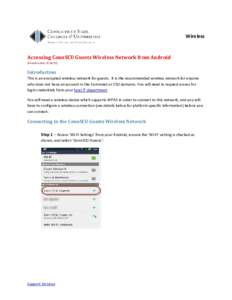 Wireless  Accessing ConnSCU Guests Wireless Network from Android (Revision Date: Introduction