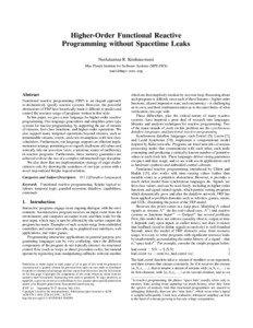 Higher-Order Functional Reactive Programming without Spacetime Leaks Neelakantan R. Krishnaswami
