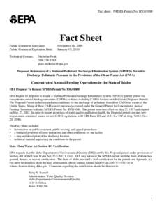 Fact Sheet for the draft NPDES General Permit for Concentrated Animal Feeding Operations (CAFOs) in Idaho
