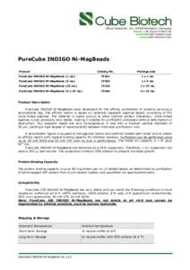 PureCube INDIGO Ni-MagBeads Ni Product Catalog No.