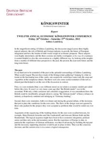 (Report Economic Königswinter Conference 2012)