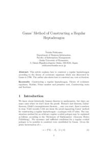 Gauss’ Method of Constructing a Regular Heptadecagon