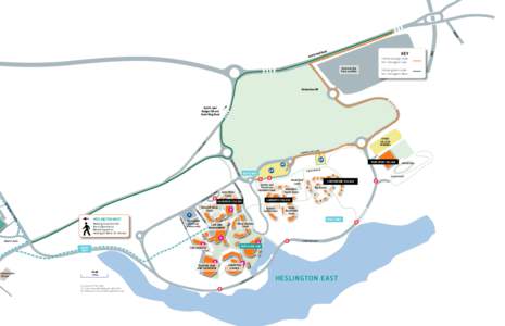 Key  Follow orange route for Heslington East Grimston Bar Park and Ride