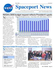 Feb. 13, 2004  Vol. 43, No. 4 Spaceport News America’s gateway to the universe. Leading the world in preparing and launching missions to Earth and beyond.