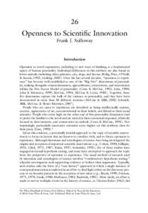 26  Openness to Scientific Innovation Frank J. Sulloway  Introduction