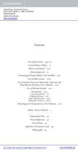 Cambridge University Press4 - MRS. Dalloway VirginiaWoolf Table of Contents More information