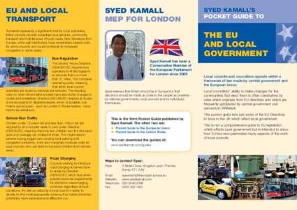 EU AND LOCAL TRANSPORT SYED KAMALL MEP FOR LONDON