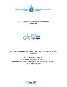 AVIATION INVESTIGATION REPORT A04H0004