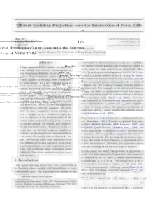 Eﬃcient Euclidean Projections onto the Intersection of Norm Balls  Hao Su∗1  Adams Wei Yu∗2 