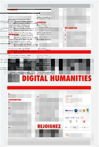 CONTEXTE Nous, acteurs ou observateurs des digital humanities (humanités numériques), nous sommes réunis à Paris lors du THATCamp des 18 et 19 maiAu cours de ces deux journées, nous avons discuté, échangé,