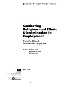 European Network Against Racism  Combating Religious and Ethnic Discrimination in Employment