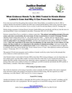 crosoft Word - What evidence needs to be dna tested in kirstin blaise lobato2s case and why it can help herfor