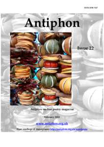 ISSNAntiphon Issue 22  Antiphon on-line poetry magazine