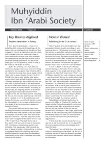 Muhyiddin Ibn ‘Arabi Society Winter 2006 Issue 23