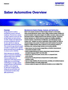 Datasheet  Saber Automotive Overview Overview Energy demand in modern