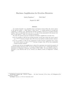 Hardness Amplification for Errorless Heuristics Andrej Bogdanov∗ Muli Safra†  August 10, 2007