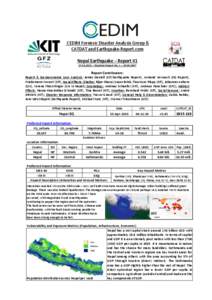 CEDIM Forensic Disaster Analysis Group & CATDAT and Earthquake-Report.com Nepal Earthquake – Report # – Situation Report No. 1 – 20:00 GMT  Report Contributors:
